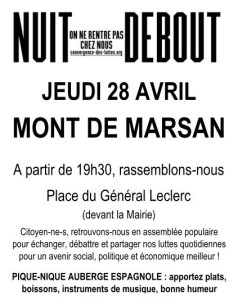Flyer Nuit Debout Mont de Marsan 28 avril